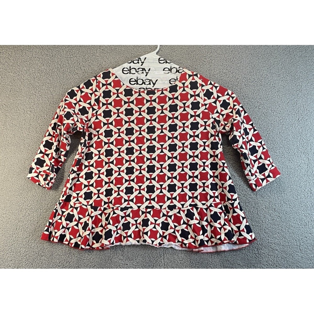 Crown & Ivy Tunic Top 3/4 Sleeve Multicolor Geometric Pattern Womens Size 0X